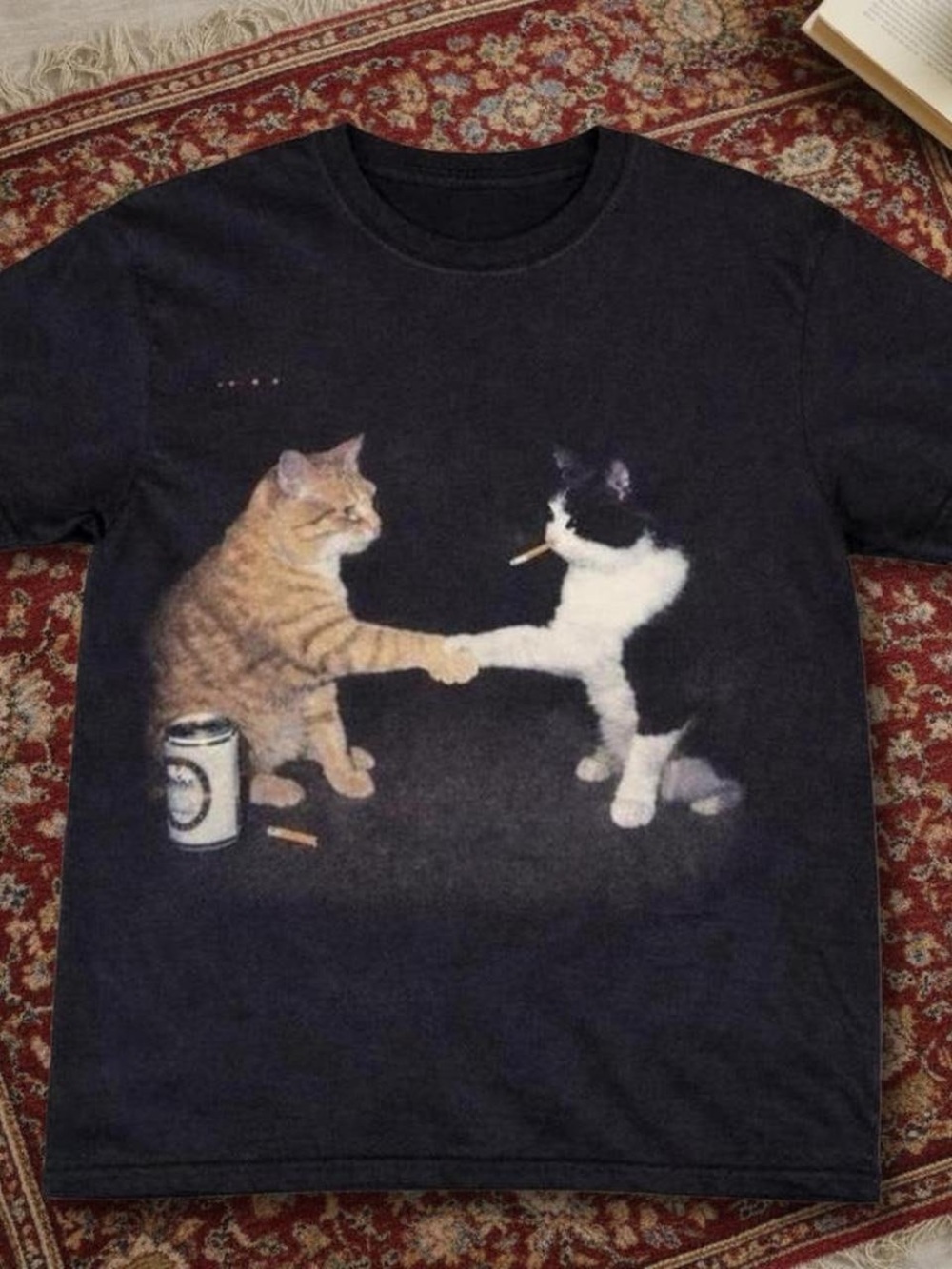 Funny cat smoking graphic shirt, cat meme tee - Picture 1 of 3